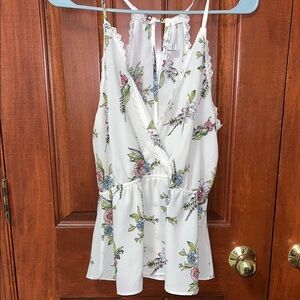 Moa Moa Floral Lace Trim Women Top